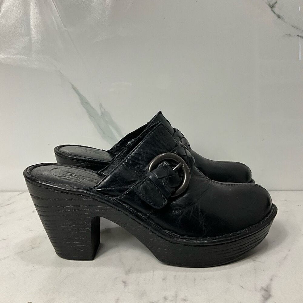 BORNβBlackβLeatherβSlipβOnβClogs